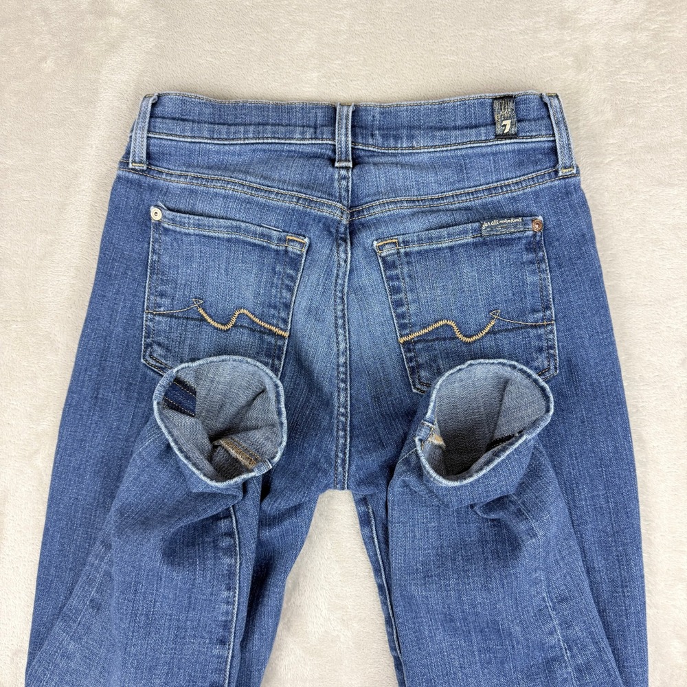 7 For All Mankind Josefina Jeans Women 27 Blue Skinny Boyfriend Button Fly Crop - Picture 7 of 14